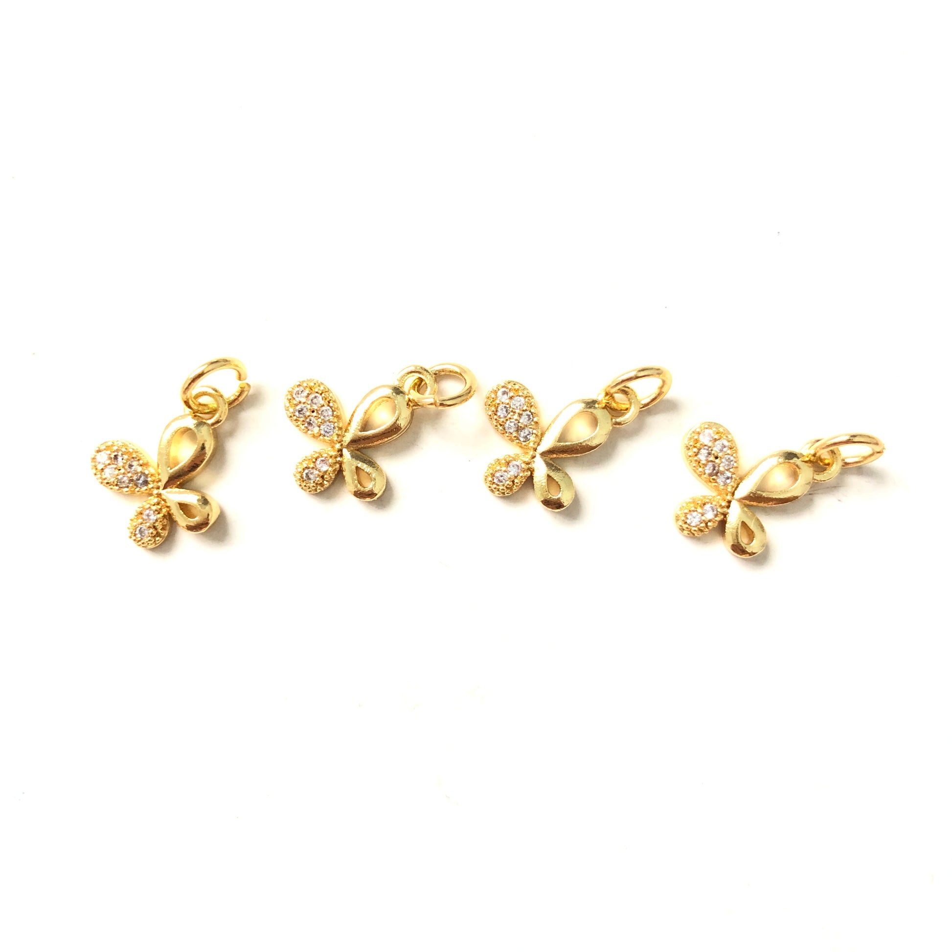 10pcs/lot 10*12.5mm CZ Paved Butterfly Charms Gold CZ Paved Charms Butterflies Small Sizes Charms Beads Beyond