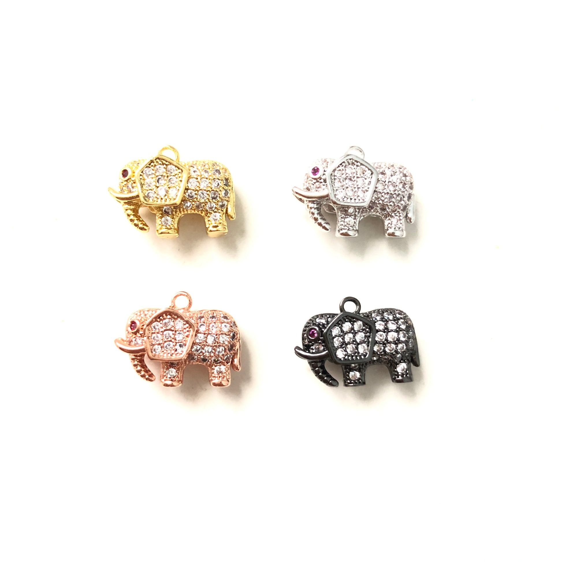 10pcs/lot 15*9mm CZ Paved Elephant Charms Mix Color CZ Paved Charms Animals & Insects Small Sizes Charms Beads Beyond