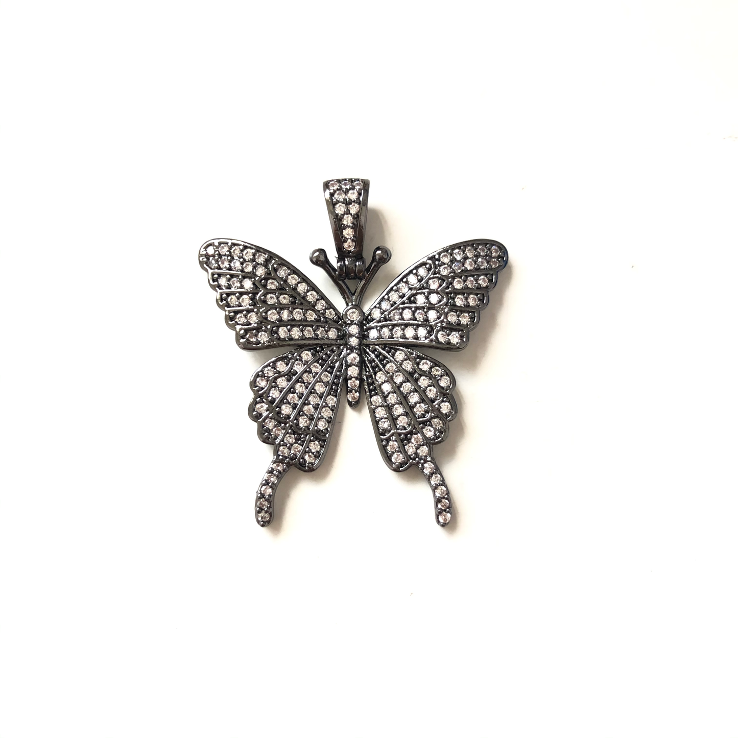 10pcs/lot 35*30mm CZ Paved Butterfly Charms Black CZ Paved Charms Butterflies Large Sizes Charms Beads Beyond
