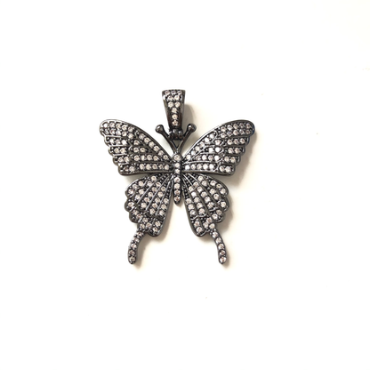 10pcs/lot 35*30mm CZ Paved Butterfly Charms Black CZ Paved Charms Butterflies Large Sizes Charms Beads Beyond