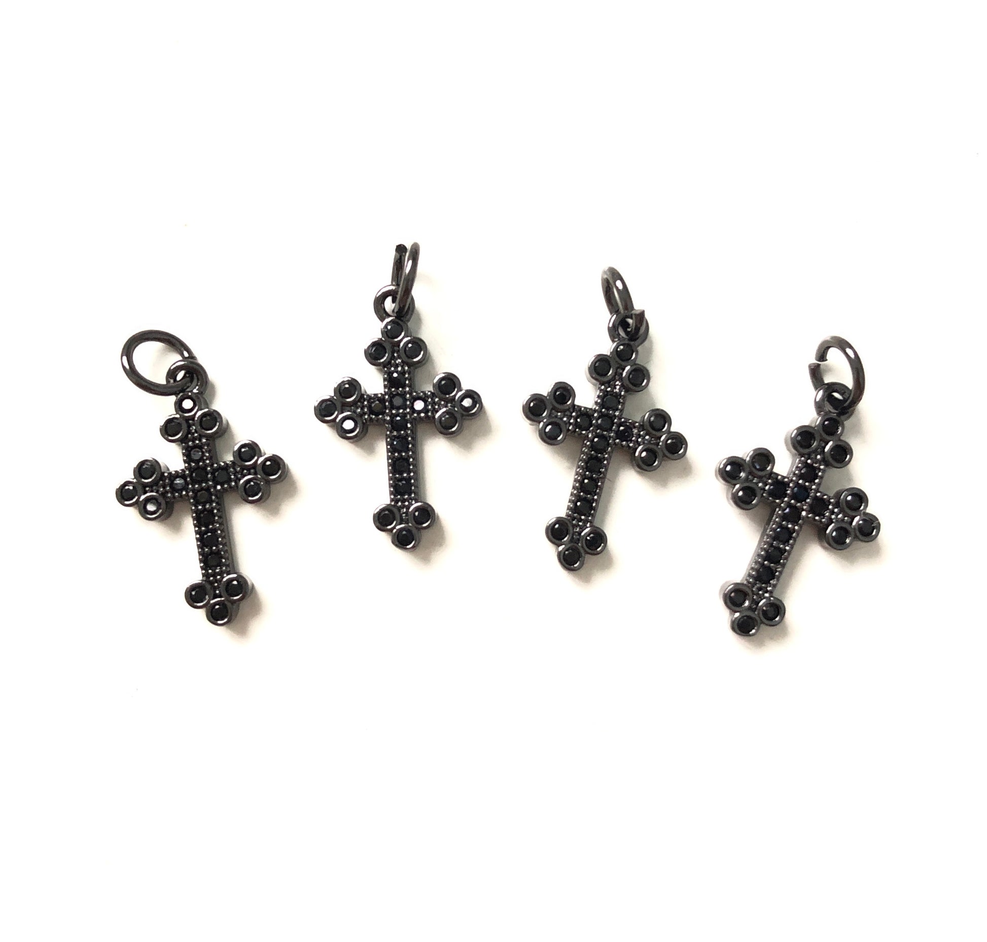 10pcs/lot 18.5*11.5mm CZ Paved Cross Charms Black CZ Paved Charms Crosses Small Sizes Charms Beads Beyond