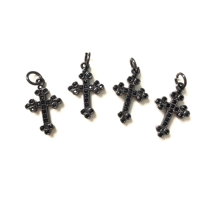 10pcs/lot 18.5*11.5mm CZ Paved Cross Charms Black CZ Paved Charms Crosses Small Sizes Charms Beads Beyond