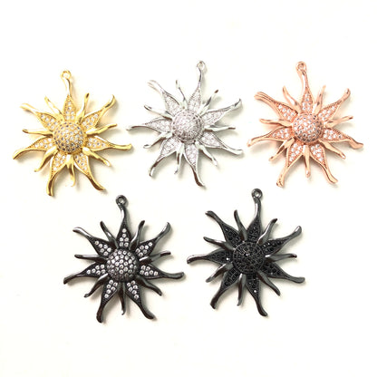 10pcs/lot 35mm CZ Paved Sunflower Charms CZ Paved Charms Large Sizes Sun Moon Stars Charms Beads Beyond