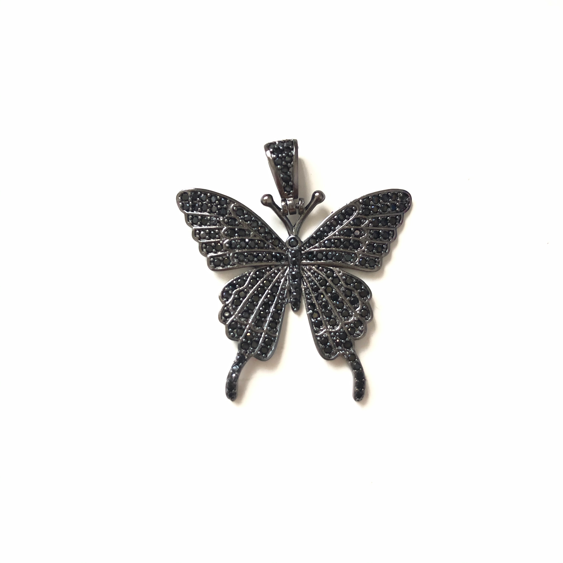 10pcs/lot 35*30mm CZ Paved Butterfly Charms Black on Black CZ Paved Charms Butterflies Large Sizes Charms Beads Beyond
