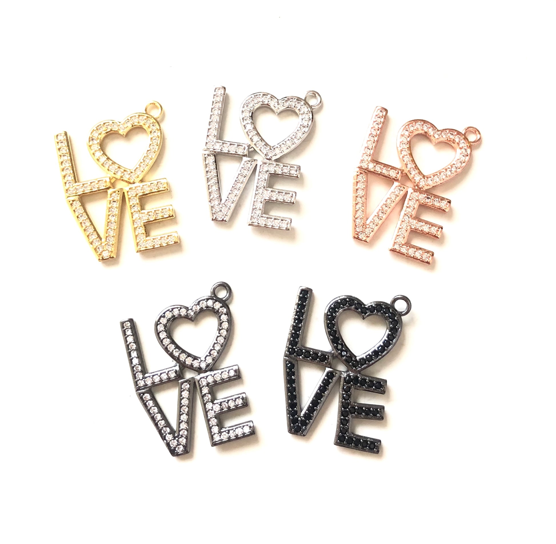 10pcs/lot 25*20mm CZ Paved LOVE Charms CZ Paved Charms Love Letters Words & Quotes Charms Beads Beyond