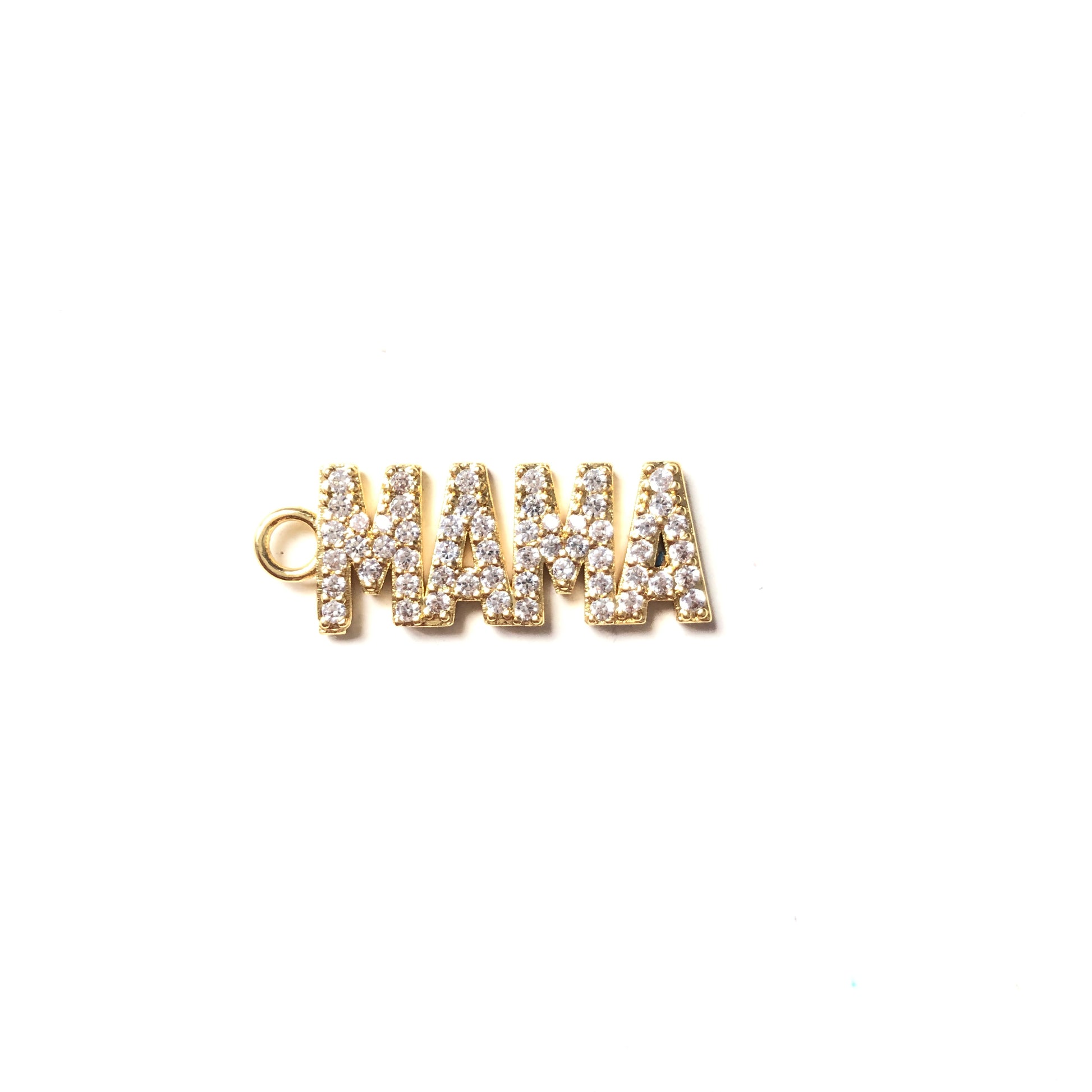 10pcs/lot Gold CZ Paved Letter Charms MAMA-10pc CZ Paved Charms Love Letters Mother's Day Words & Quotes Charms Beads Beyond