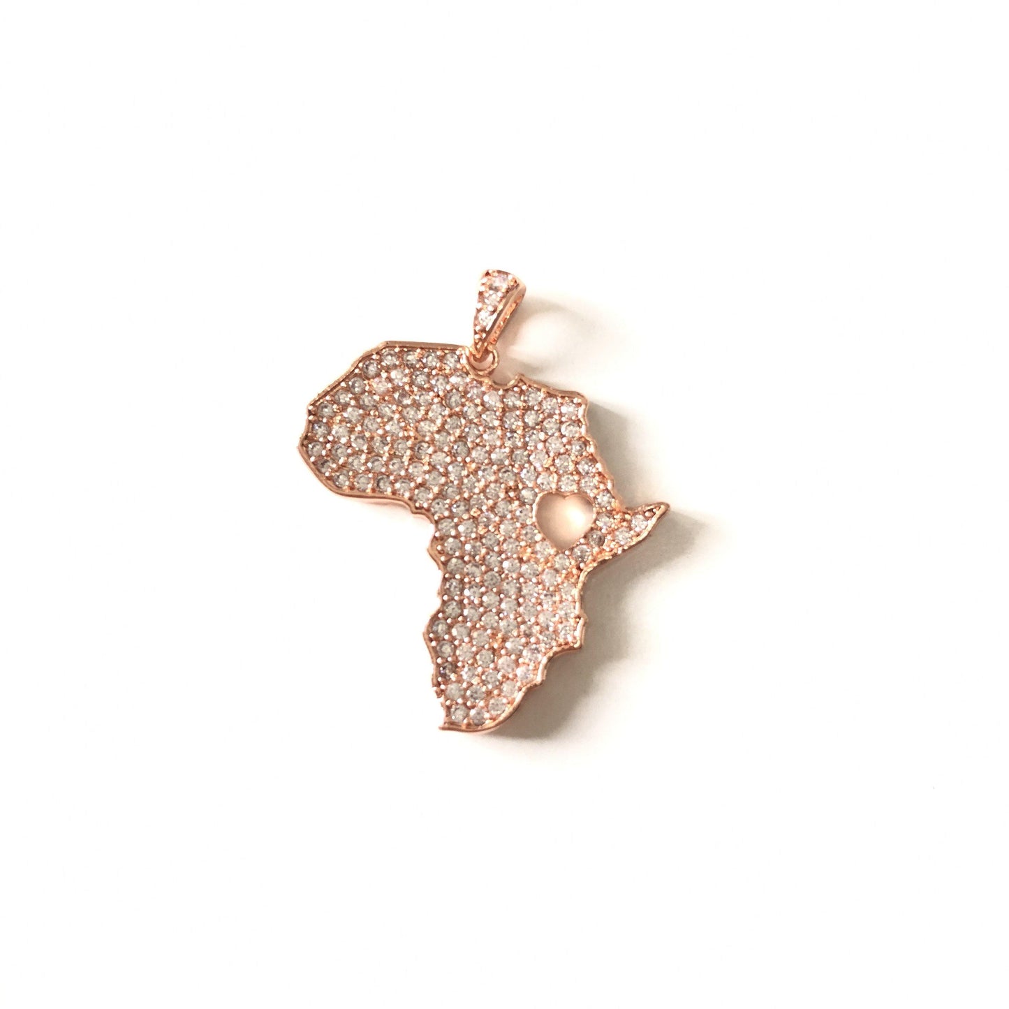 10pcs/lot 35*29mm CZ Paved Love Africa Charms Black History Month Juneteenth Awareness Rose Gold CZ Paved Charms Juneteenth & Black History Month Awareness Maps Charms Beads Beyond
