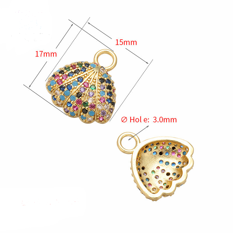 10pcs/lot 17*15mm CZ Paved Shell Charms CZ Paved Charms Colorful Zirconia Charms Beads Beyond