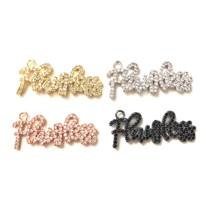 10pcs/lot 40*17.6mm CZ Paved Flawless Charms CZ Paved Charms Words & Quotes Charms Beads Beyond