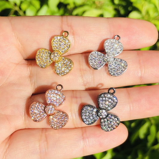 10pcs/lot 18*17mm CZ Paved Flower Charms Mix Color CZ Paved Charms Flowers On Sale Charms Beads Beyond