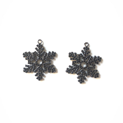 10pcs/lot 22*20mm CZ Paved Snowflakes Charms Black on Black CZ Paved Charms Christmas On Sale Charms Beads Beyond