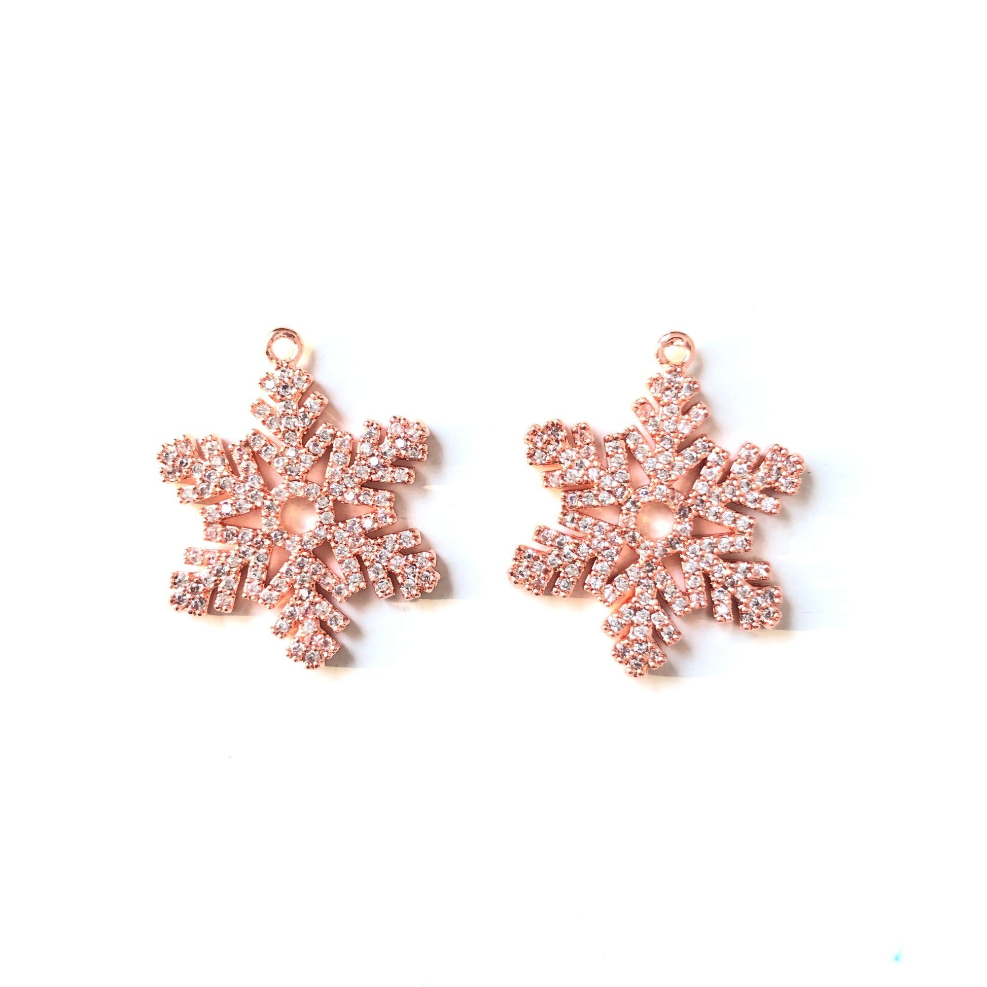 10pcs/lot 22*20mm CZ Paved Snowflakes Charms Rose Gold CZ Paved Charms Christmas On Sale Charms Beads Beyond