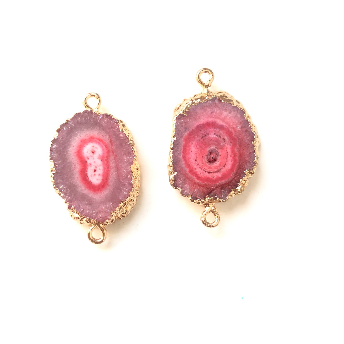 5pcs/lot 20-30mm Gold Plated Sun Flower Agate Connectors Pink on Gold Stone Connectors Charms Beads Beyond