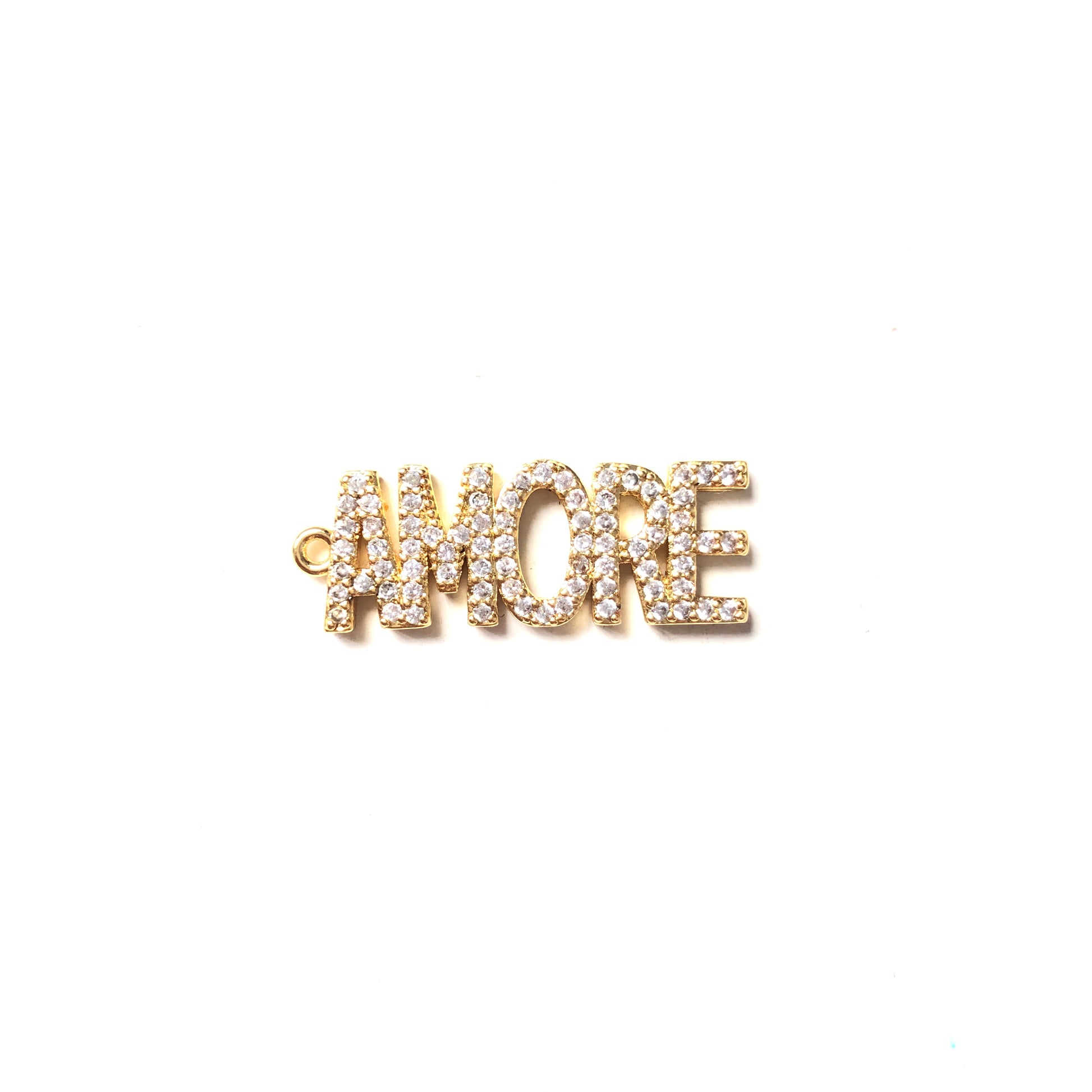 10pcs/lot Gold CZ Paved Letter Charms AMORE-10pc CZ Paved Charms Love Letters Mother's Day Words & Quotes Charms Beads Beyond