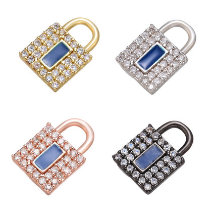 10pcs/lot 12*8mm CZ Paved Lock Charms Mix Purple CZ Paved Charms Keys & Locks Small Sizes Charms Beads Beyond