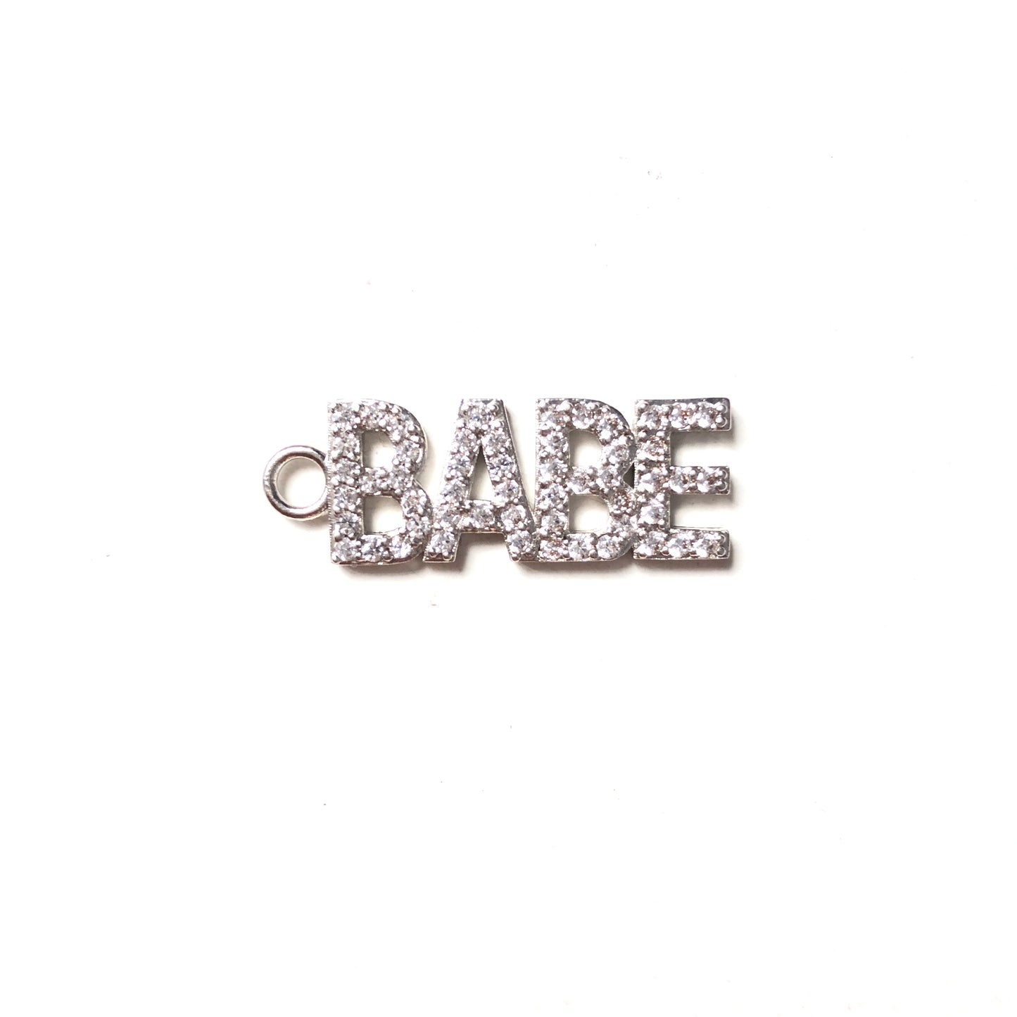 10pcs/lot Silver CZ Paved Letter Charms BABE-10pcs CZ Paved Charms Love Letters Mother's Day Words & Quotes Charms Beads Beyond