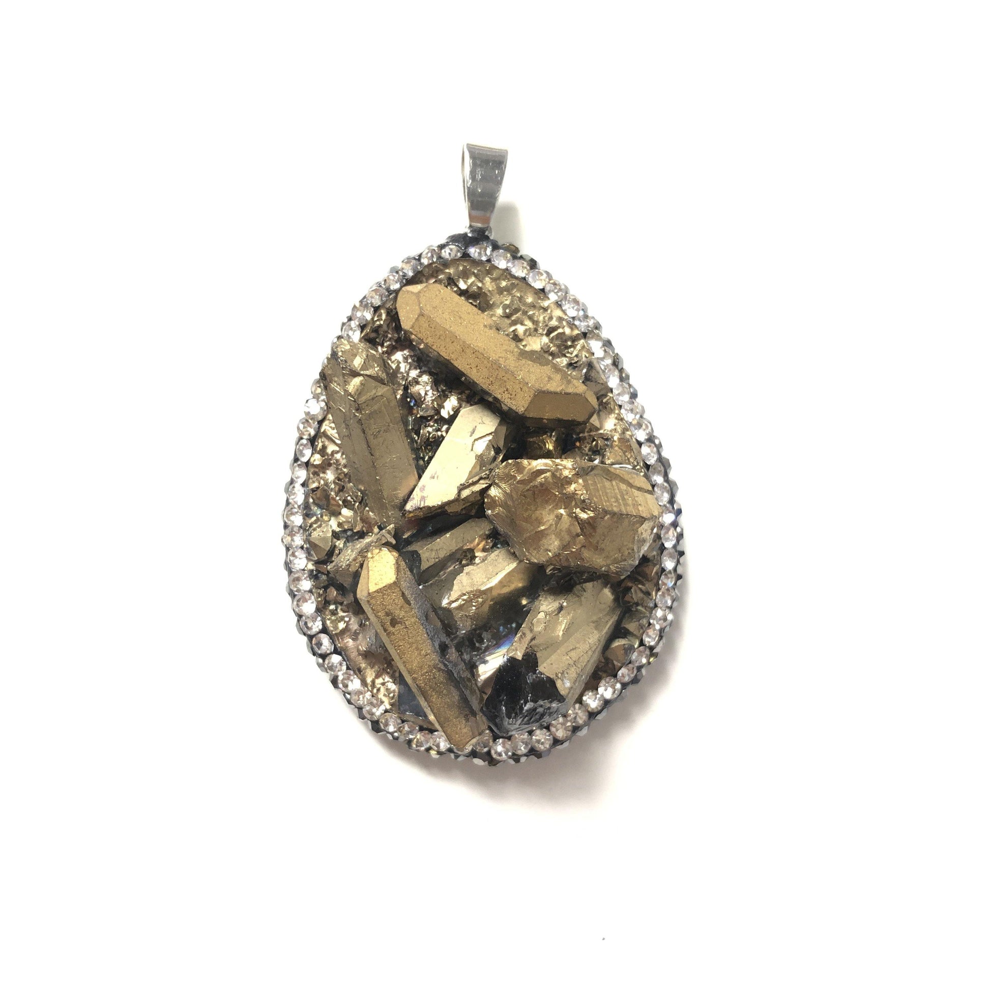 5pcs/lot 44-48mm Water Drop Natural Quartz Charm Gold Stone Charms Charms Beads Beyond