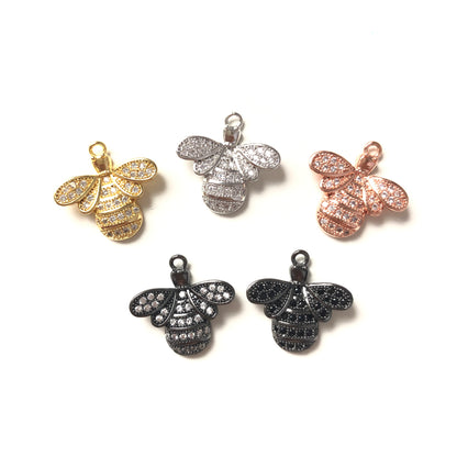 10pcs/lot 17*17mm CZ Paved Small Bee Charms CZ Paved Charms Animals & Insects Charms Beads Beyond