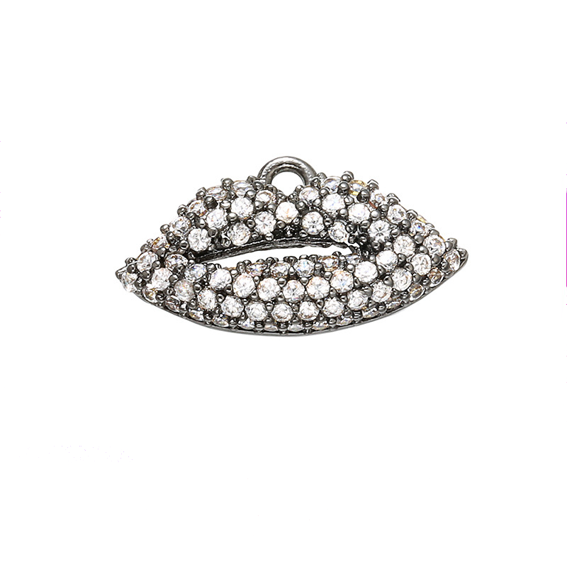 10pcs/lot 17*10mm CZ Paved Lip Charms Clear CZ on Black CZ Paved Charms Fashion Small Sizes Charms Beads Beyond