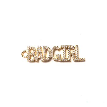 10pcs/lot Gold CZ Paved Letter Charms BADGIRL-10pc CZ Paved Charms Love Letters Mother's Day Words & Quotes Charms Beads Beyond