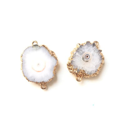 5pcs/lot 20-30mm Gold Plated Sun Flower Agate Connectors White on Gold Stone Connectors Charms Beads Beyond