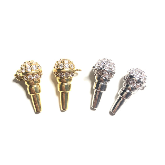 10pcs/lot 18*8mm CZ Paved Microphone Charms CZ Paved Charms Charms Beads Beyond