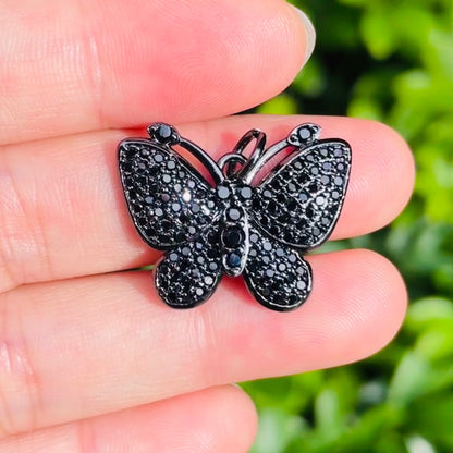 10pcs/lot 25*20mm CZ Paved Butterfly Charms Black on Black CZ Paved Charms Butterflies New Charms Arrivals Charms Beads Beyond