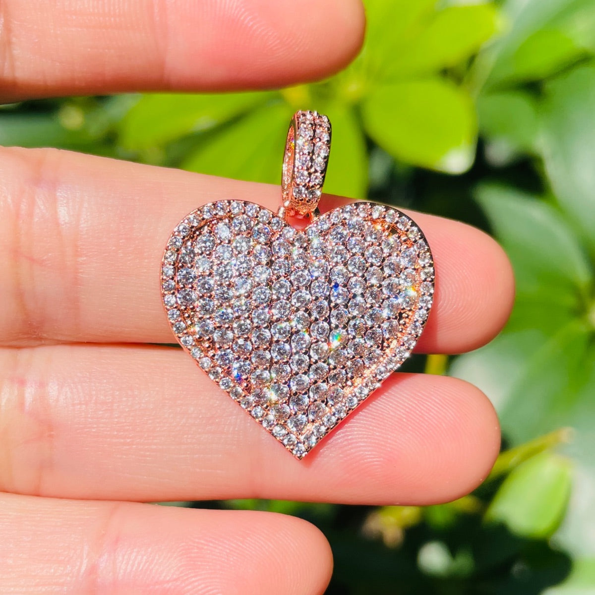 5-10pcs/lot 31.6*24.6mm CZ Paved Heart Charms-New Rose Gold CZ Paved Charms Hearts New Charms Arrivals Charms Beads Beyond