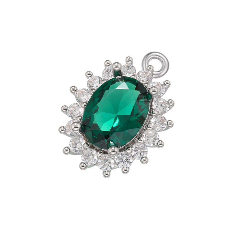 10pcs/lot Gold Silver Plated Colorful Diamond Charms Green on Silver CZ Paved Charms Colorful Zirconia Diamond Charms Beads Beyond