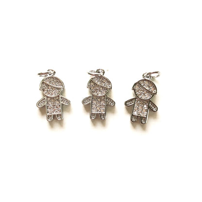 10pcs/lot 15.8*10mm Small Size CZ Paved Boy Charms Silver CZ Paved Charms Small Sizes Charms Beads Beyond