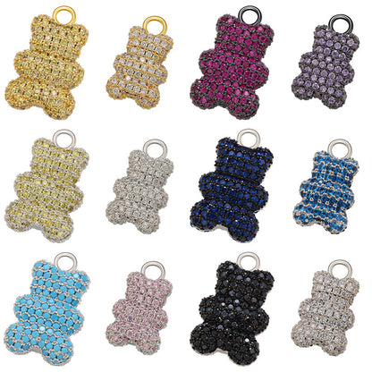 5pcs/lot Full CZ Pave Multicolor Cute Baby Bear Charms Pendants Mix Colors Enamel Charms Animals & Insects Charms Beads Beyond