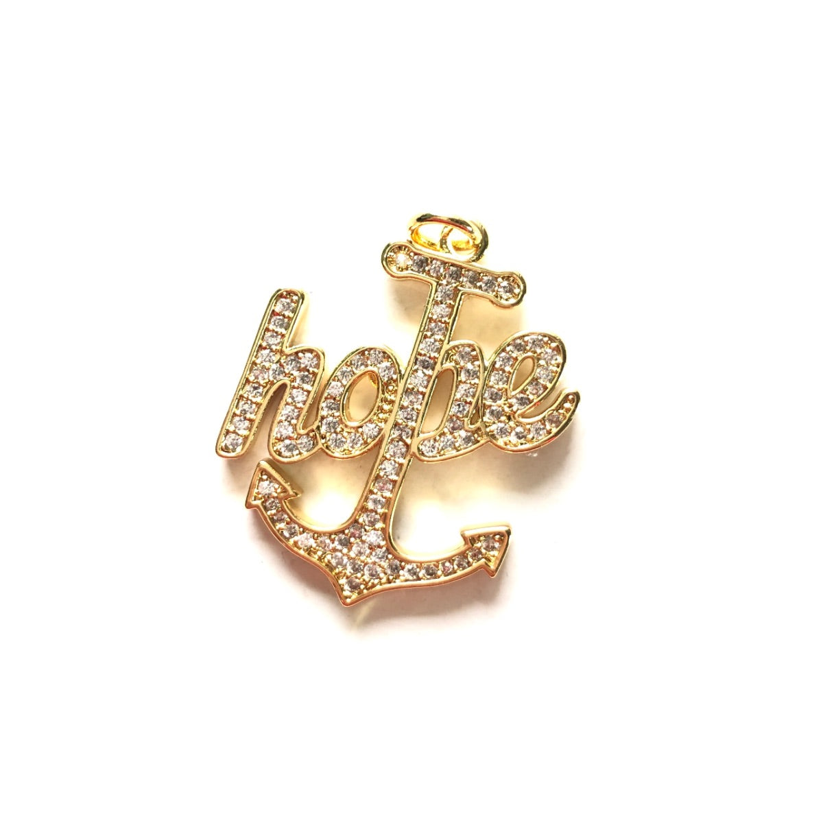 10pcs/lot 33*27mm CZ Paved Hope Anchor for the Soul Word Charms Gold CZ Paved Charms Christian Quotes Words & Quotes Charms Beads Beyond