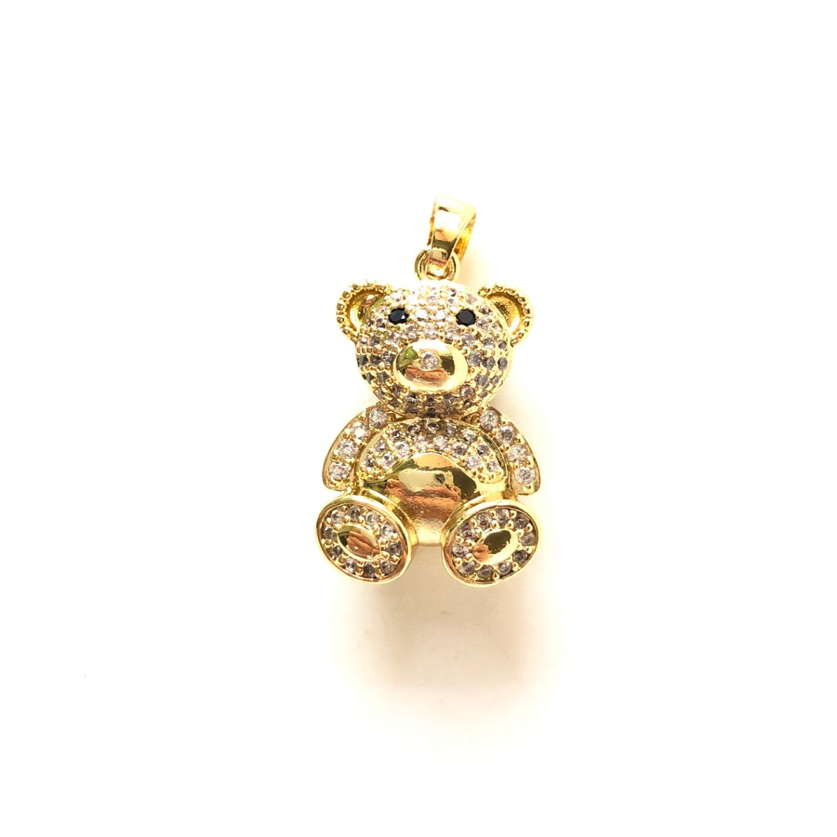 10pcs/lot 25*16.3mm CZ Pave Cute 3D Bear Charms as Gold CZ Paved Charms Animals & Insects Charms Beads Beyond