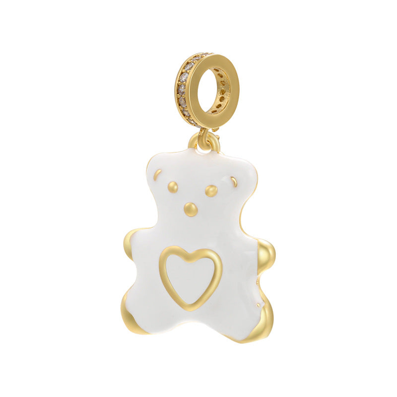 10pcs/lot 30*17mm Colorful Enamel Cute Baby Bear Charm Pendant White Enamel Charms Charms Beads Beyond