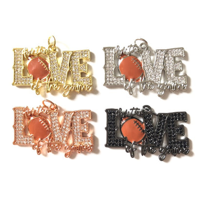 10pcs/lot 33*22mm CZ Paved For the Love Of the Game American Football Word Charms CZ Paved Charms American Football Sports New Charms Arrivals Charms Beads Beyond