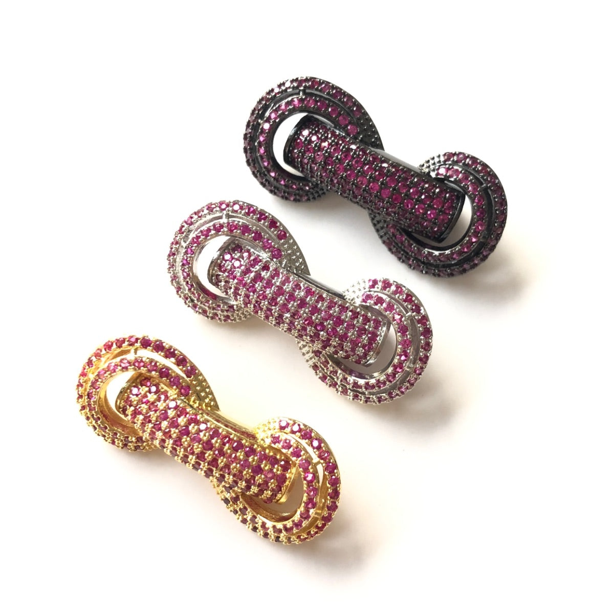 5pcs/lot 31*14.5*8mm Fuchsia CZ Paved Tube Bar Spacers CZ Paved Spacers Colorful Zirconia New Spacers Arrivals Tube Bar Centerpieces Charms Beads Beyond