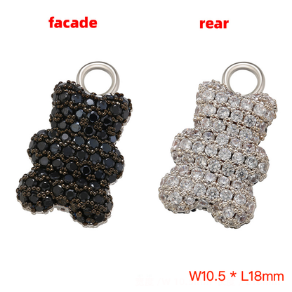 5pcs/lot Full CZ Pave Multicolor Cute Baby Bear Charms Pendants Small Size Silver Black+Clear CZ Enamel Charms Animals & Insects Charms Beads Beyond