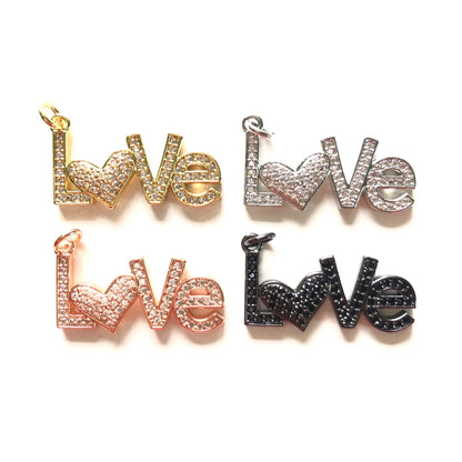 10pcs/lot 32*17mm CZ Paved Heart Love Word Charms CZ Paved Charms Christian Quotes Love Letters Words & Quotes Charms Beads Beyond