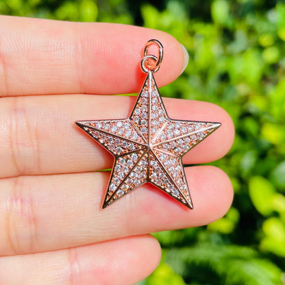 10pcs/lot 31*30mm CZ Paved Big Star Charms CZ Paved Charms New Charms Arrivals Sun Moon Stars Charms Beads Beyond