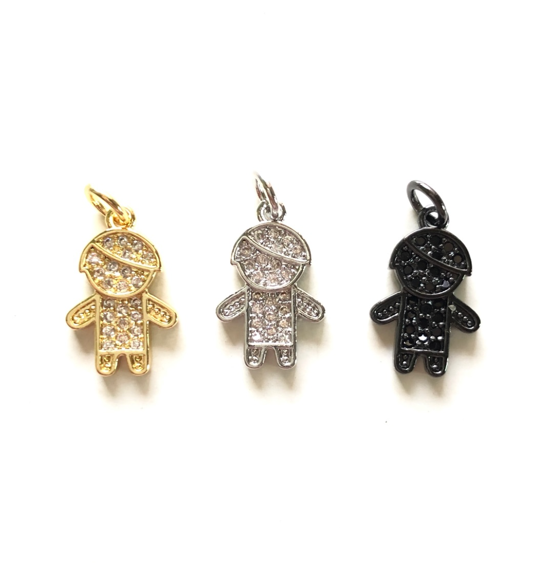 10pcs/lot 15.8*10mm Small Size CZ Paved Boy Charms Mix Colors CZ Paved Charms Small Sizes Charms Beads Beyond