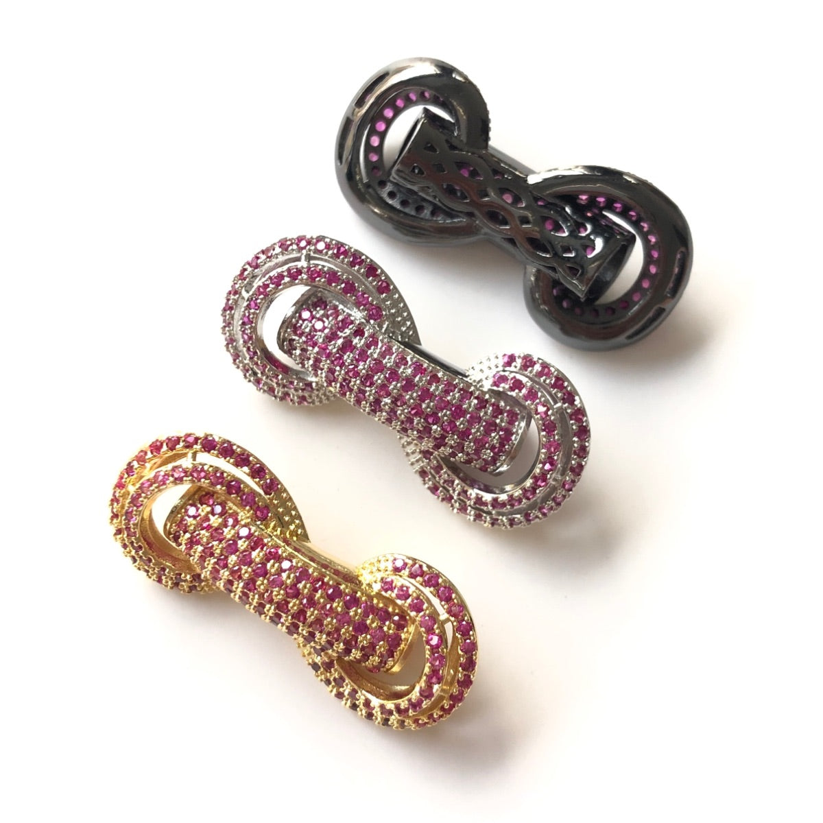 5pcs/lot 31*14.5*8mm Fuchsia CZ Paved Tube Bar Spacers CZ Paved Spacers Colorful Zirconia New Spacers Arrivals Tube Bar Centerpieces Charms Beads Beyond