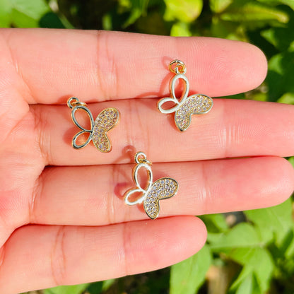 5-10pcs/lot Small Size CZ Pave Butterfly Charm Pendants CZ Paved Charms Butterflies Small Sizes Charms Beads Beyond