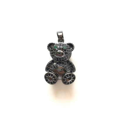 10pcs/lot 25*16.3mm CZ Pave Cute 3D Bear Charms as Black on Black CZ Paved Charms Animals & Insects Charms Beads Beyond