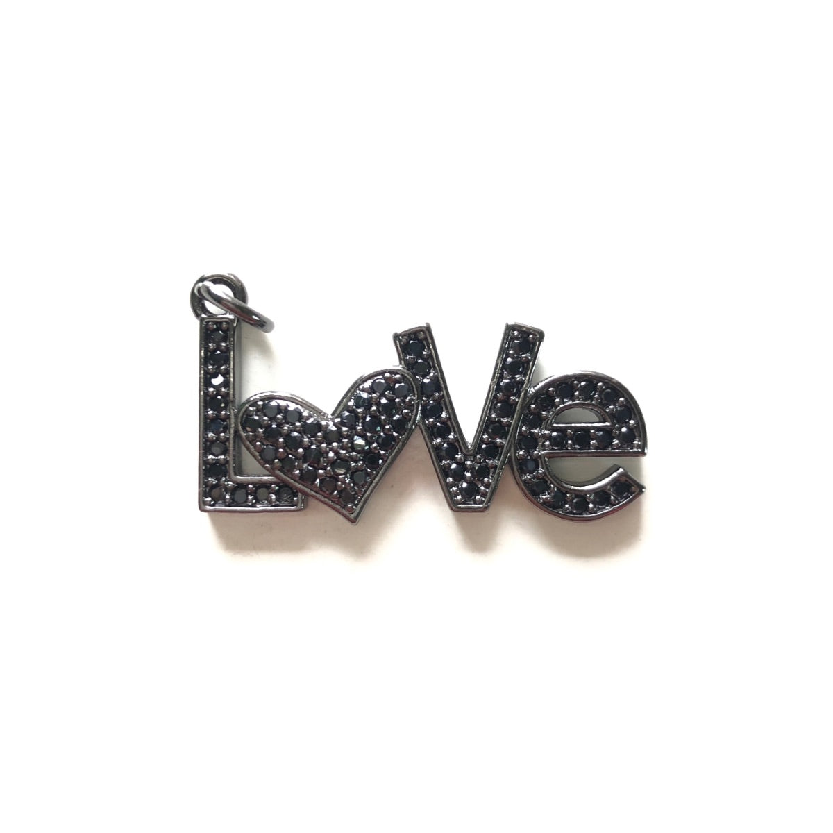 10pcs/lot 32*17mm CZ Paved Heart Love Word Charms Black on Black CZ Paved Charms Christian Quotes Love Letters Words & Quotes Charms Beads Beyond