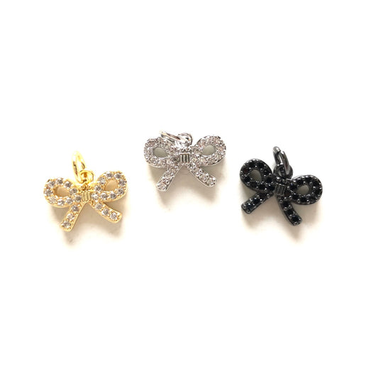 10pcs/lot 12.3*9mm Small Size CZ Pave Bow Tie Charms Mix Colors CZ Paved Charms Bow Ties Small Sizes Charms Beads Beyond