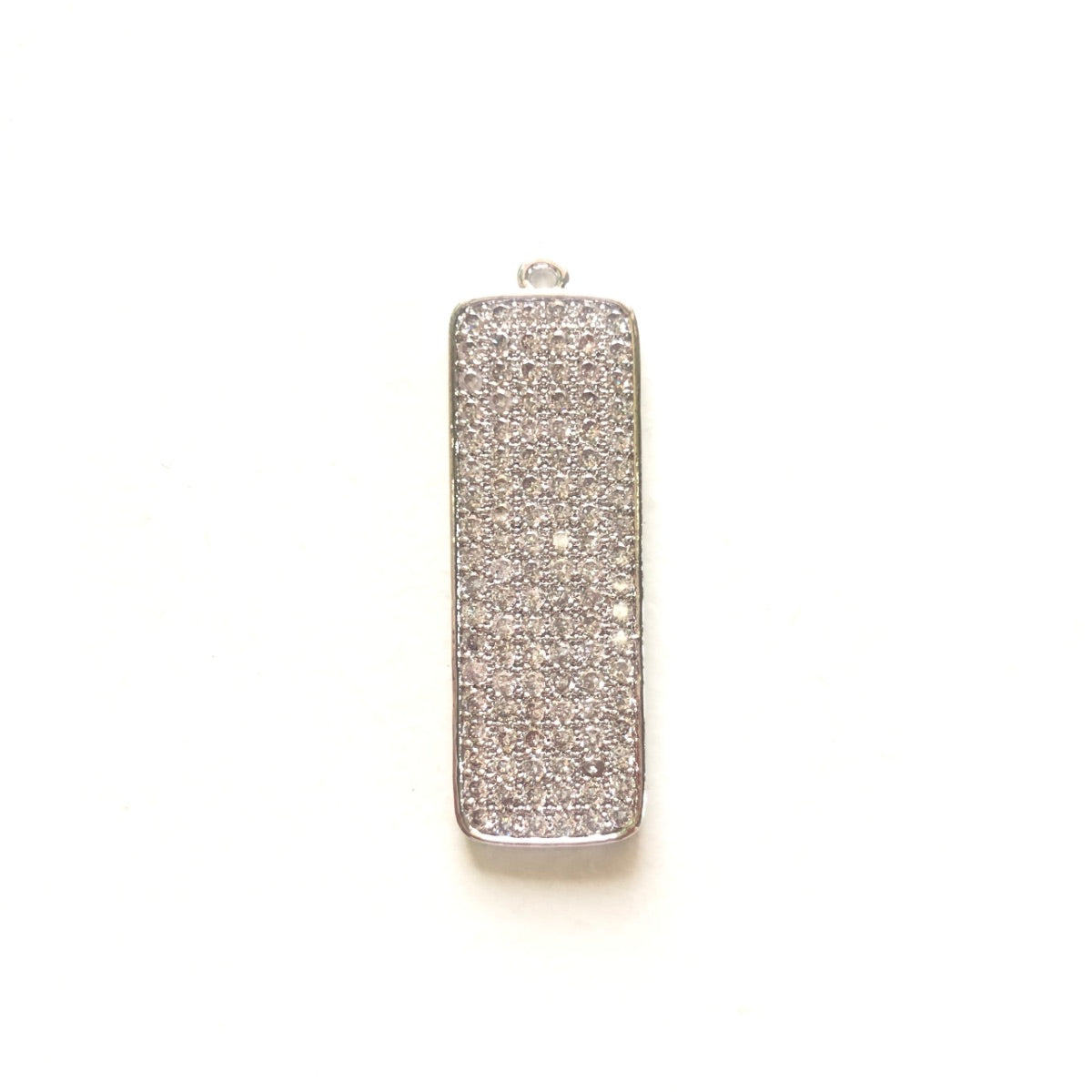 5-10pcs/lot 35*11mm CZ Pave Rectangle Plate Charm Pendants Silver CZ Paved Charms Geometrics Charms Beads Beyond