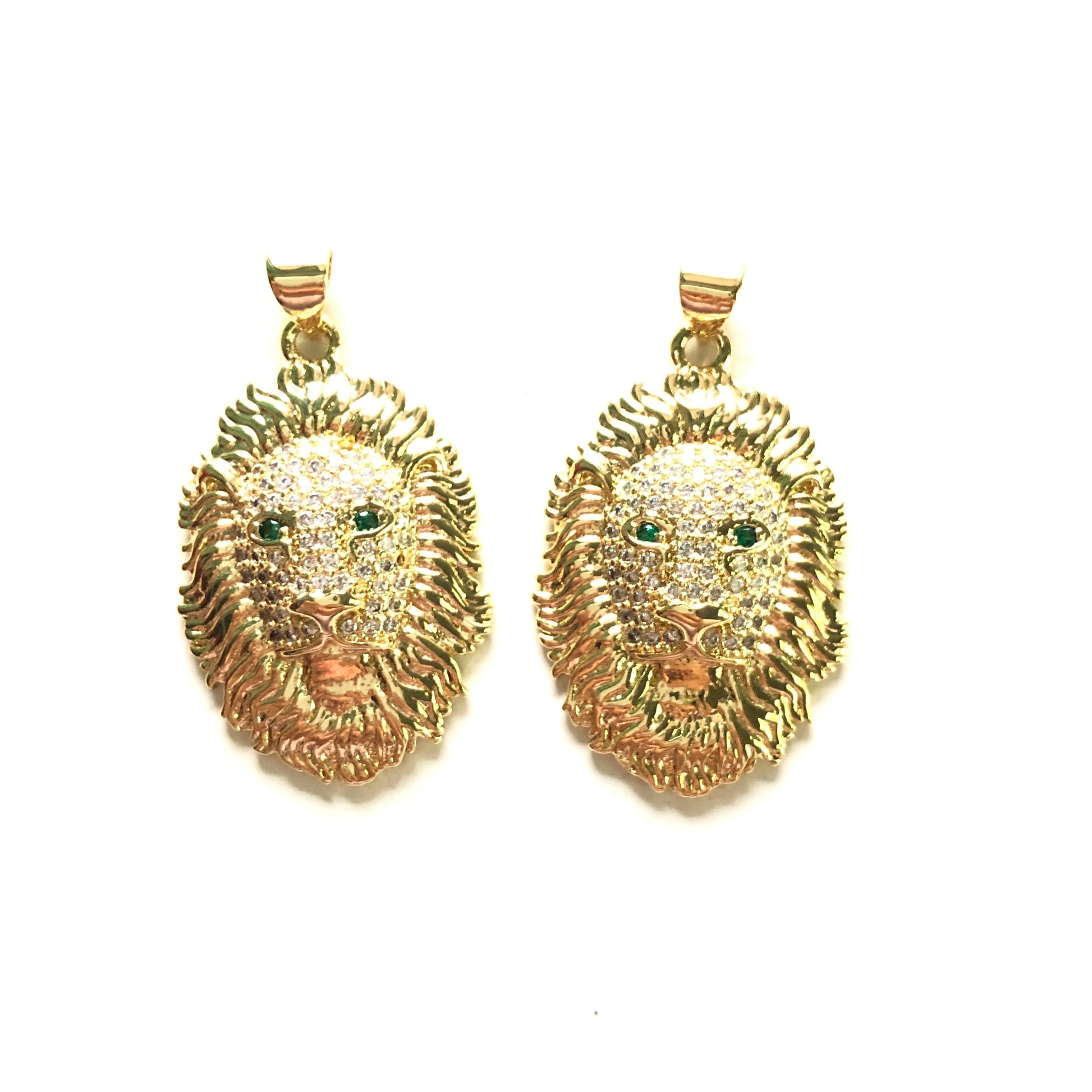 5pcs/lot 31*21mm Gold CZ Lion Charm Pendants CZ Paved Charms Animals & Insects Charms Beads Beyond