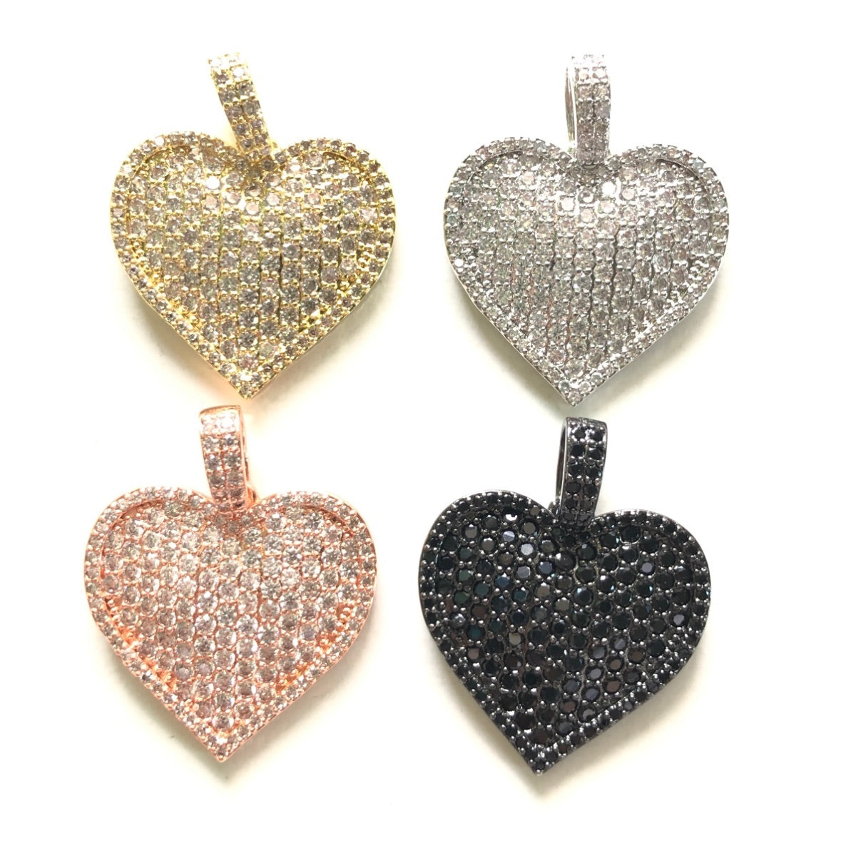 5-10pcs/lot 31.6*24.6mm CZ Paved Heart Charms-New CZ Paved Charms Hearts New Charms Arrivals Charms Beads Beyond