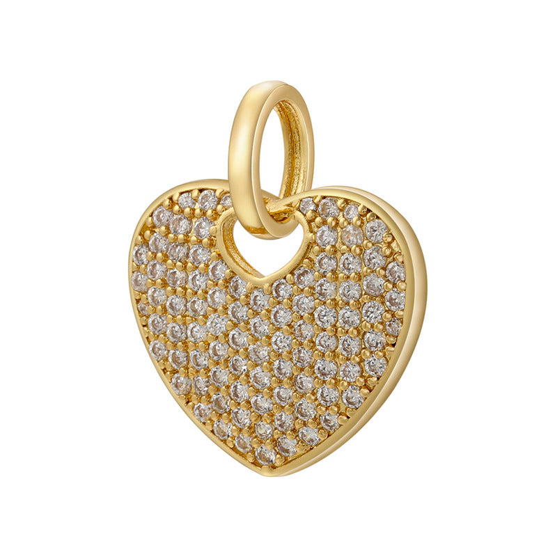 10pcs/lot Gold Silver Plated CZ Paved Heart Charm Pendants Gold CZ Paved Charms Hearts New Charms Arrivals Charms Beads Beyond