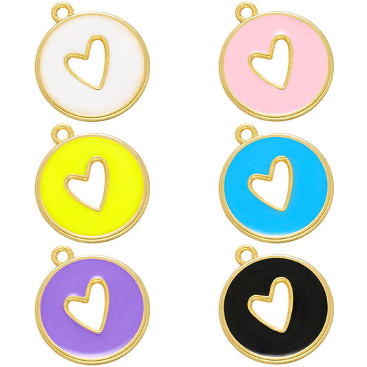 10pcs/lot 20.5*18mm Gold Plated Colorful Enamel Hollow Heart Charm Mix Colors Enamel Charms Charms Beads Beyond